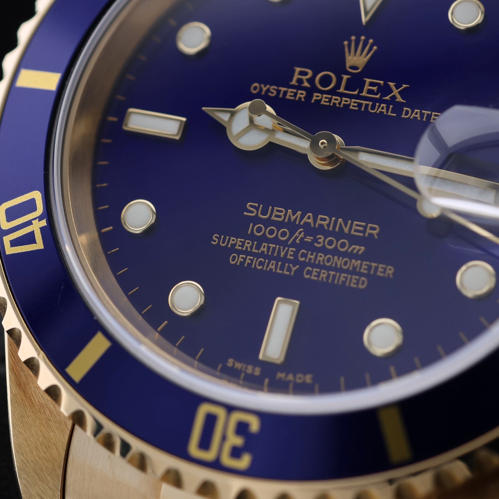 Rolex Submariner Date, Gelbgold, Purple, Blau, Ref. 16618LB, 03-2004, B+P