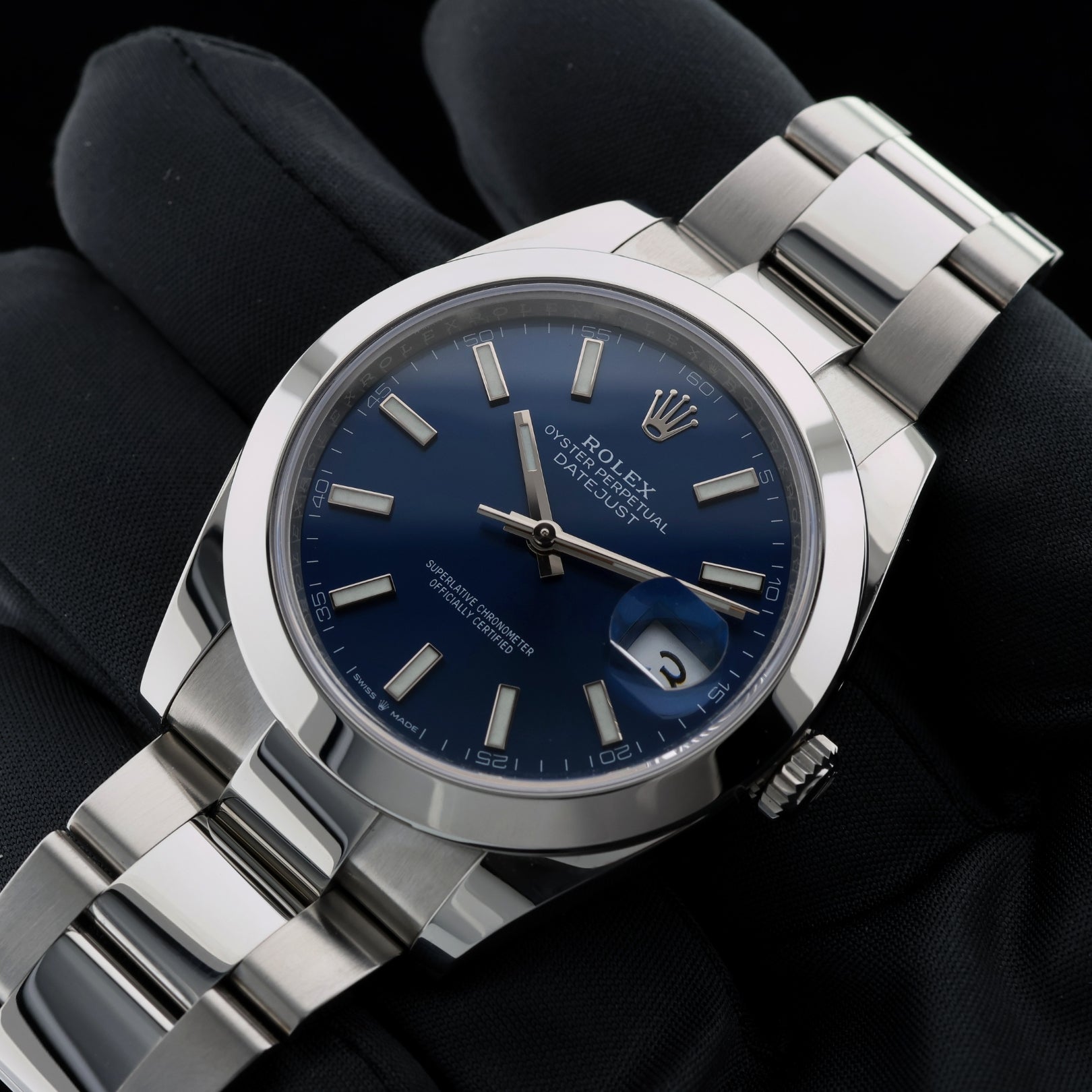 Rolex Datejust 41, Blue Dial, Oyster, Erstkaufrechnung, Ref. 126300, 09-2022, B+P