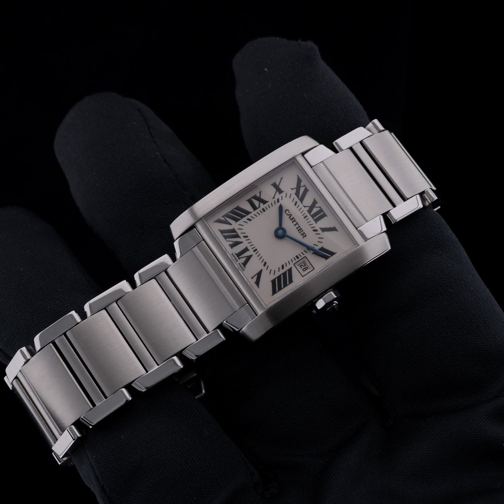 Cartier Tank Française, Medium Size, Edelstahl, 25x30mm, Ref. 2465, mit Box