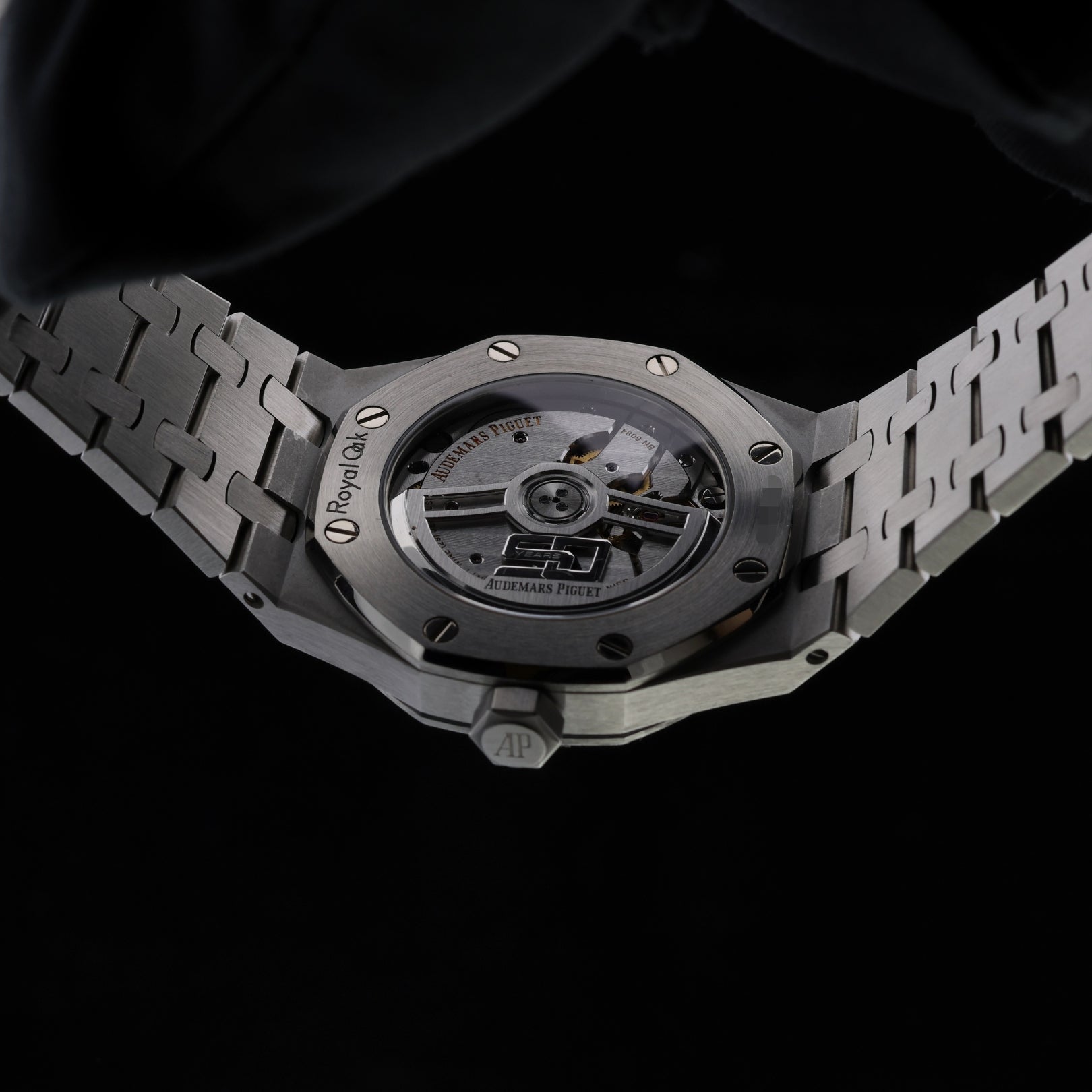 Audemars Piguet Royal Oak, 50th Anniversary, Ice Blue Dial, Diamond Bezel, Ref. 15551ST.ZZ.1356ST.01, 2022, B+P