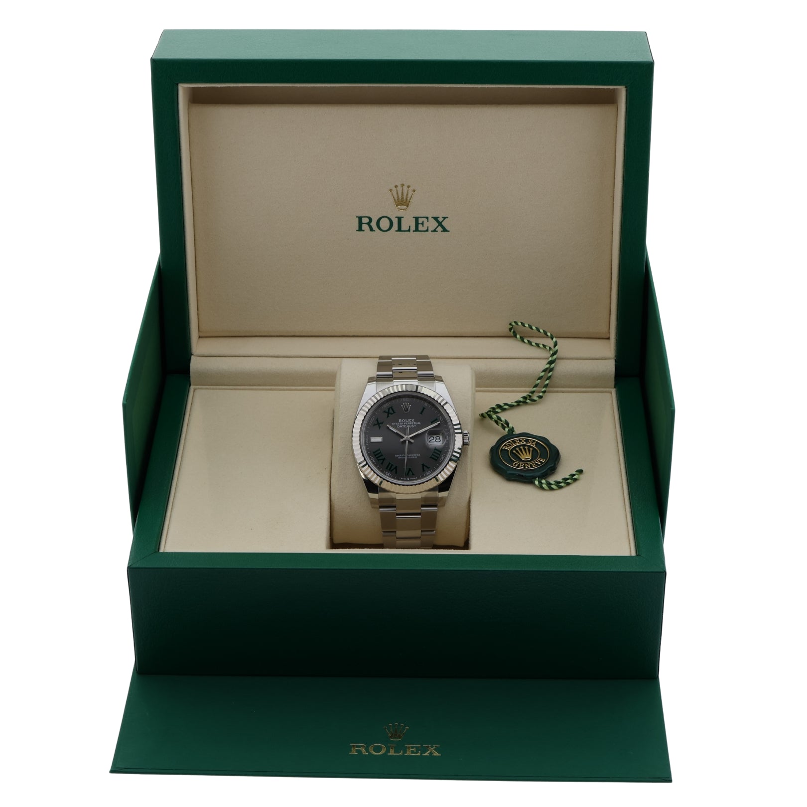 Rolex Datejust 41 "Wimbledon", Oyster, mit Erstkaufrechnung, Ref. 126334, 05-2025, B+P