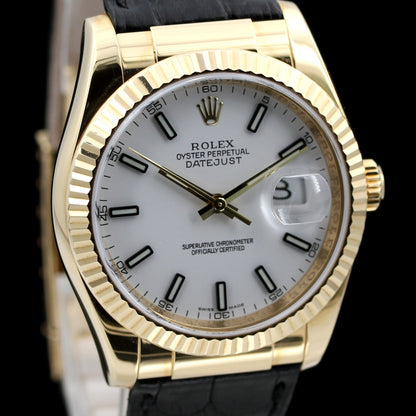 Rolex Datejust 36, leather strap, folding clasp, LC100, 116138
