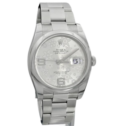 Rolex Datejust 36, Oyster, Flower Silver Dial, LC100, 116200, B+P