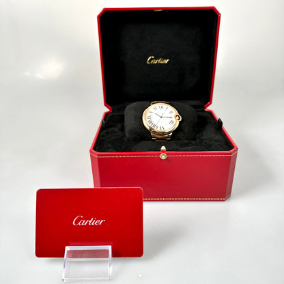 Cartier Ballon Bleu 42, Rose Gold, Silver rom. Dial, WGBB0016, B+P