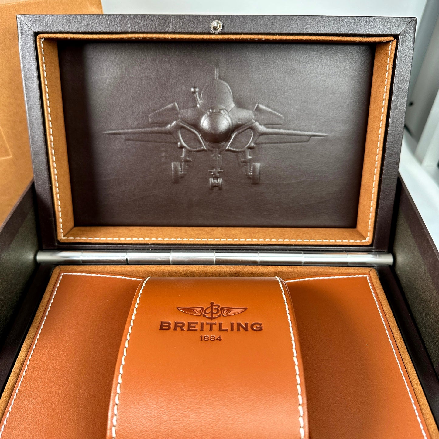 Breitling Navitimer B03 Rattrapante 45 mm, Roségold, Chocolate Dial, RB031121/Q619, B+P