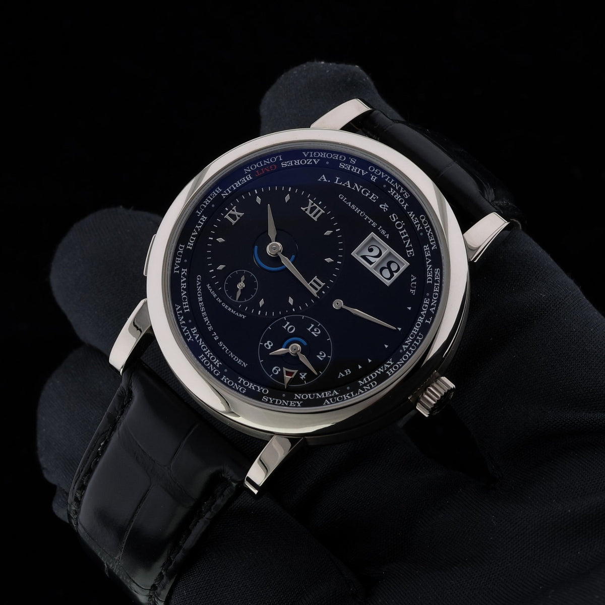 A. Lange & Söhne, Lange 1 Time Zone, Weissgold, Black Dial, Ref. 136.029, 2022, B+P - LUXUHRIA