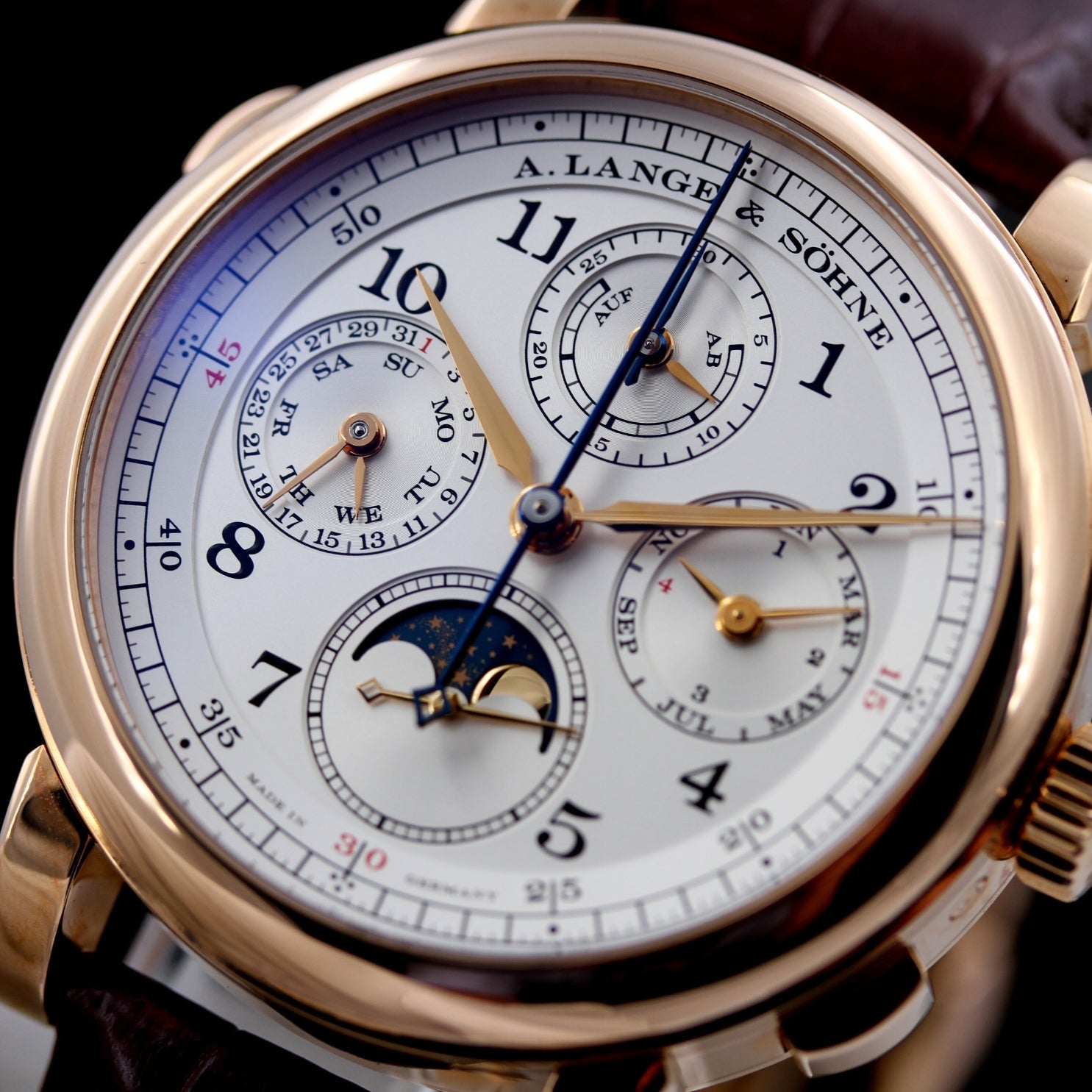 A. Lange & Söhne 1815 in Rosegold 42mm, Rattrapante Perpetual Calendar, Ref. 421.032FE, 2020, B+P - LUXUHRIA