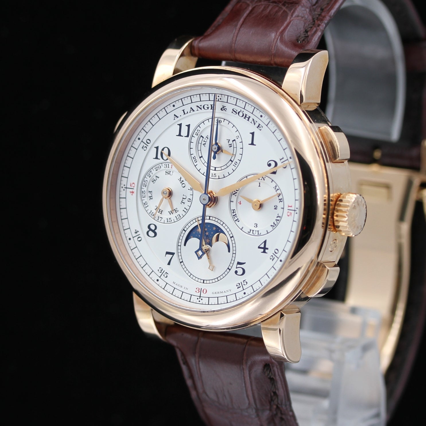 A. Lange & Söhne 1815 in Rosegold 42mm, Rattrapante Perpetual Calendar, Ref. 421.032FE, 2020, B+P - LUXUHRIA