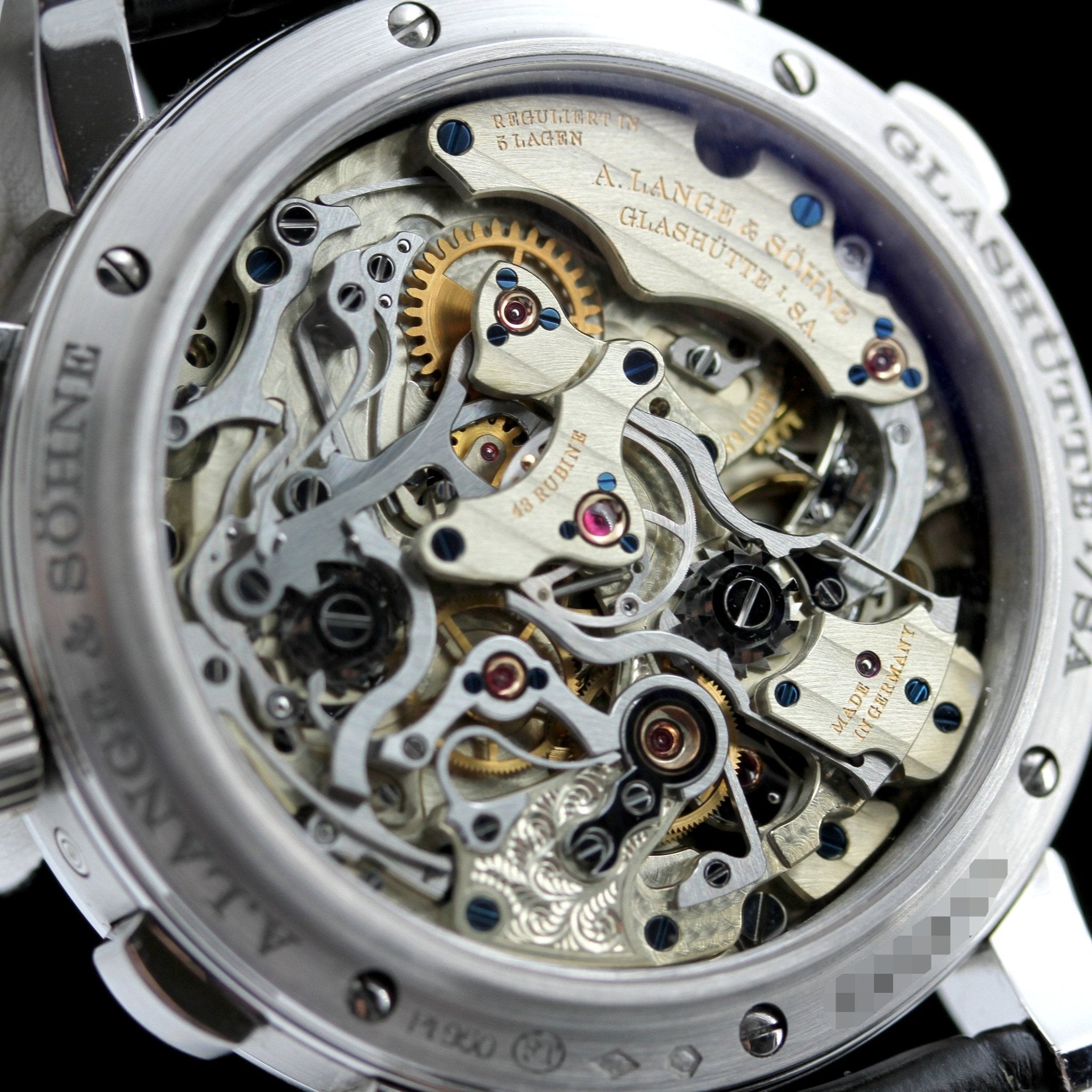 A. Lange & Söhne 1815, Platin Rattrapante 42mm, Perpetual Calendar, Platinschliesse, Ref. 421.025FE, B+P - LUXUHRIA