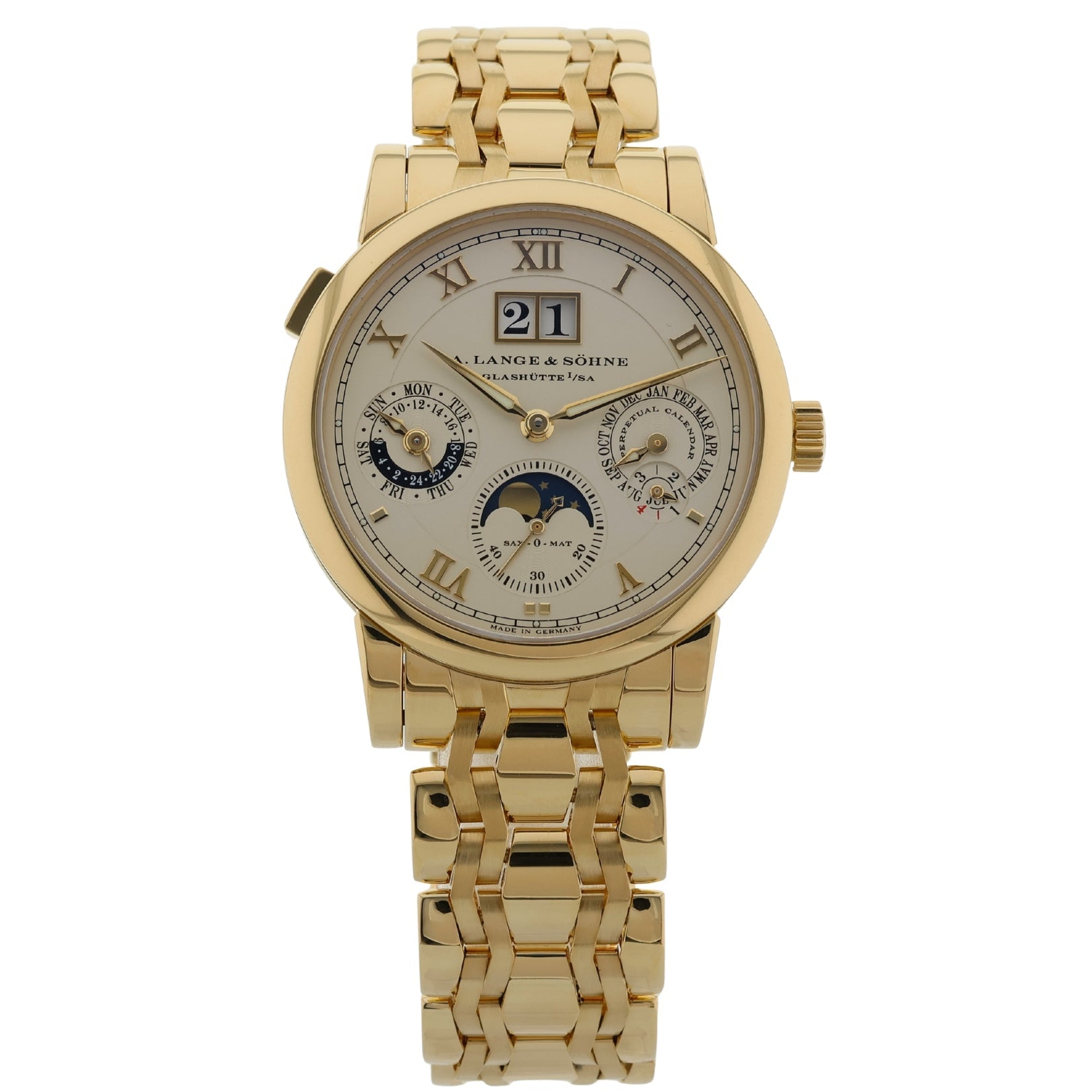 A. Lange & Söhne Langematik Perpetual, Gelbgold, Ref. 310.221E, mit ALS - Service 2025 & ALS - Nachweis, Uhrenbeweger / Box - LUXUHRIA