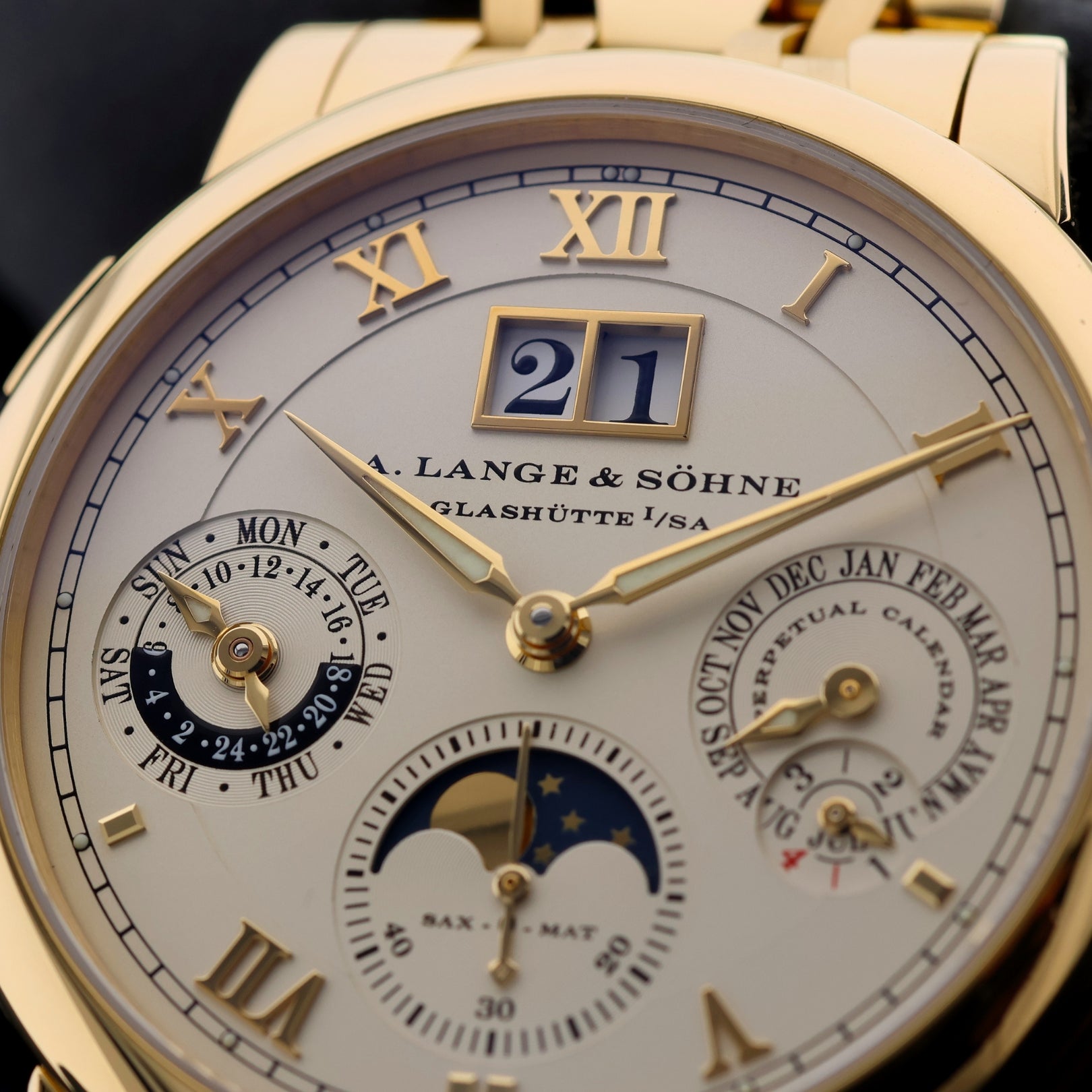 A. Lange & Söhne Langematik Perpetual, Gelbgold, Ref. 310.221E, mit ALS - Service 2025 & ALS - Nachweis, Uhrenbeweger / Box - LUXUHRIA
