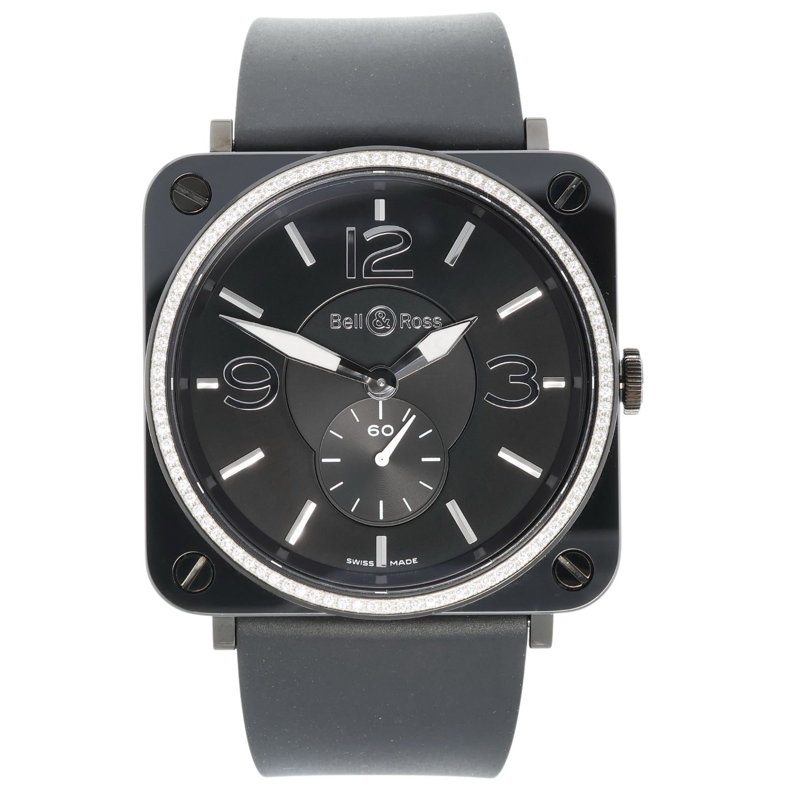 Bell & Ross BR S Aviation Black Ceramic, Diamonds 39mm, BRS - BLCE - DIAM/SRB - LUXUHRIA