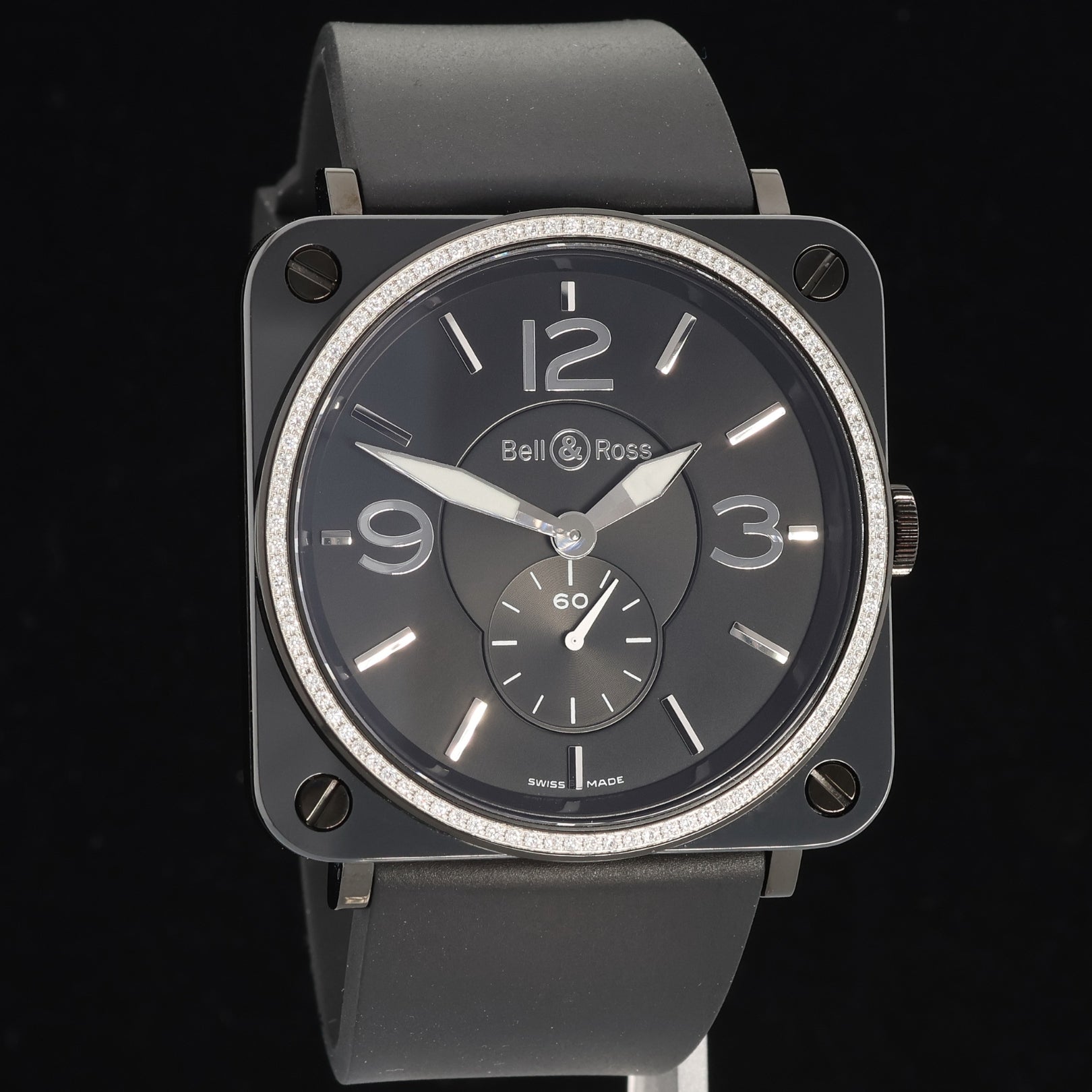 Bell & Ross BR S Aviation Black Ceramic, Diamonds 39mm, BRS - BLCE - DIAM/SRB - LUXUHRIA