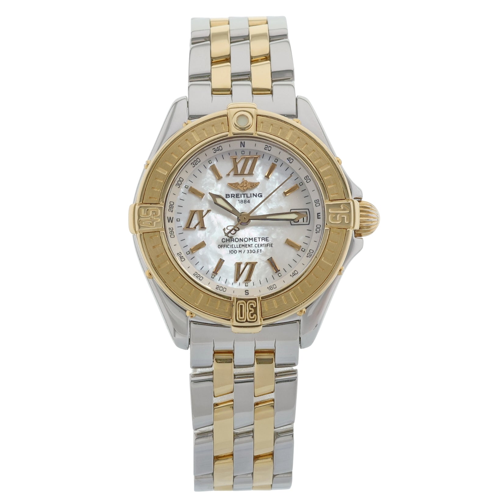Breitling B - Class, Perlmutt Dial, Stahl/Gold, Ref. D71365, Chronometer Zertifikat, mit Box - LUXUHRIA