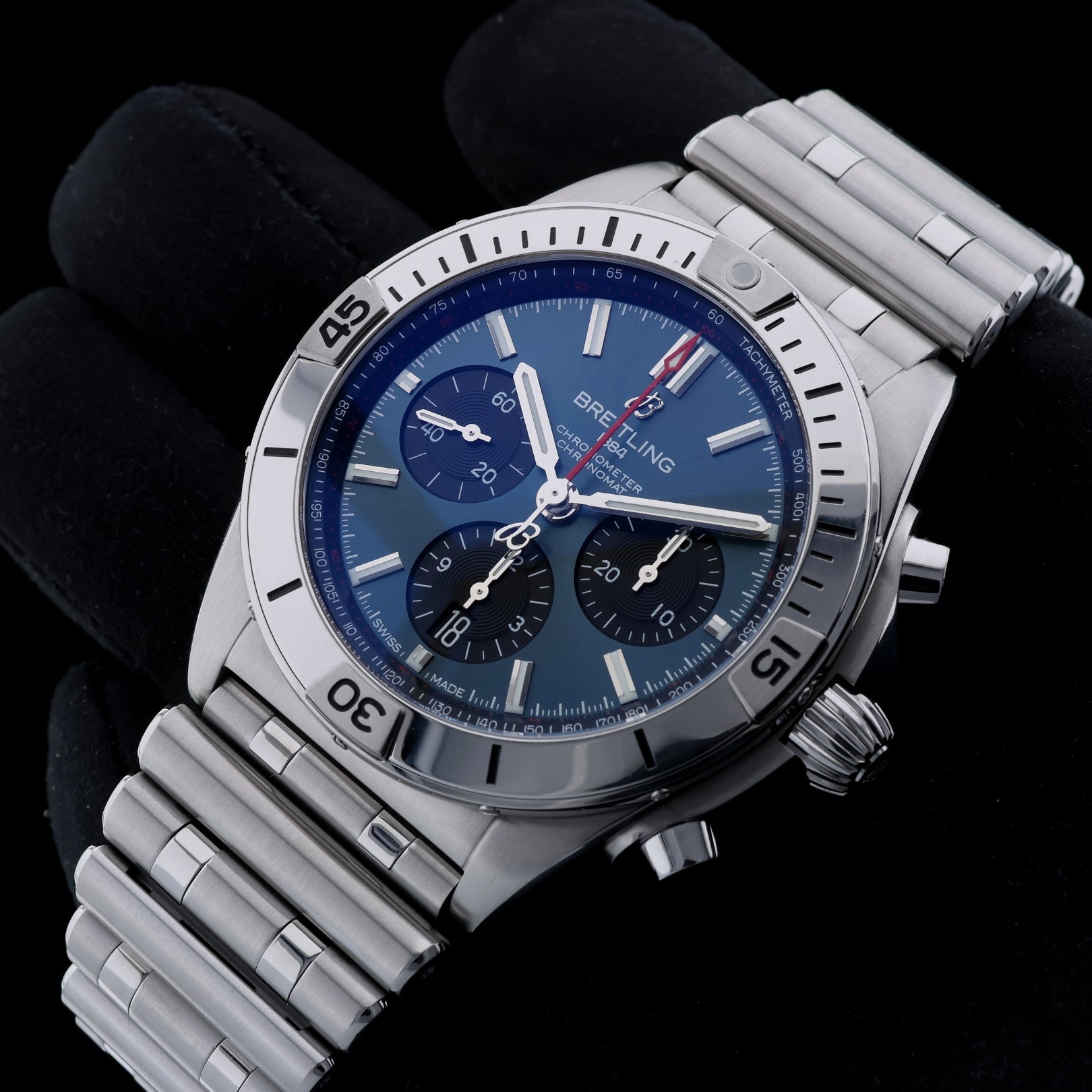 Breitling Chronomat B01 42 mm, Blau, Ref. AB0134, B+P - LUXUHRIA