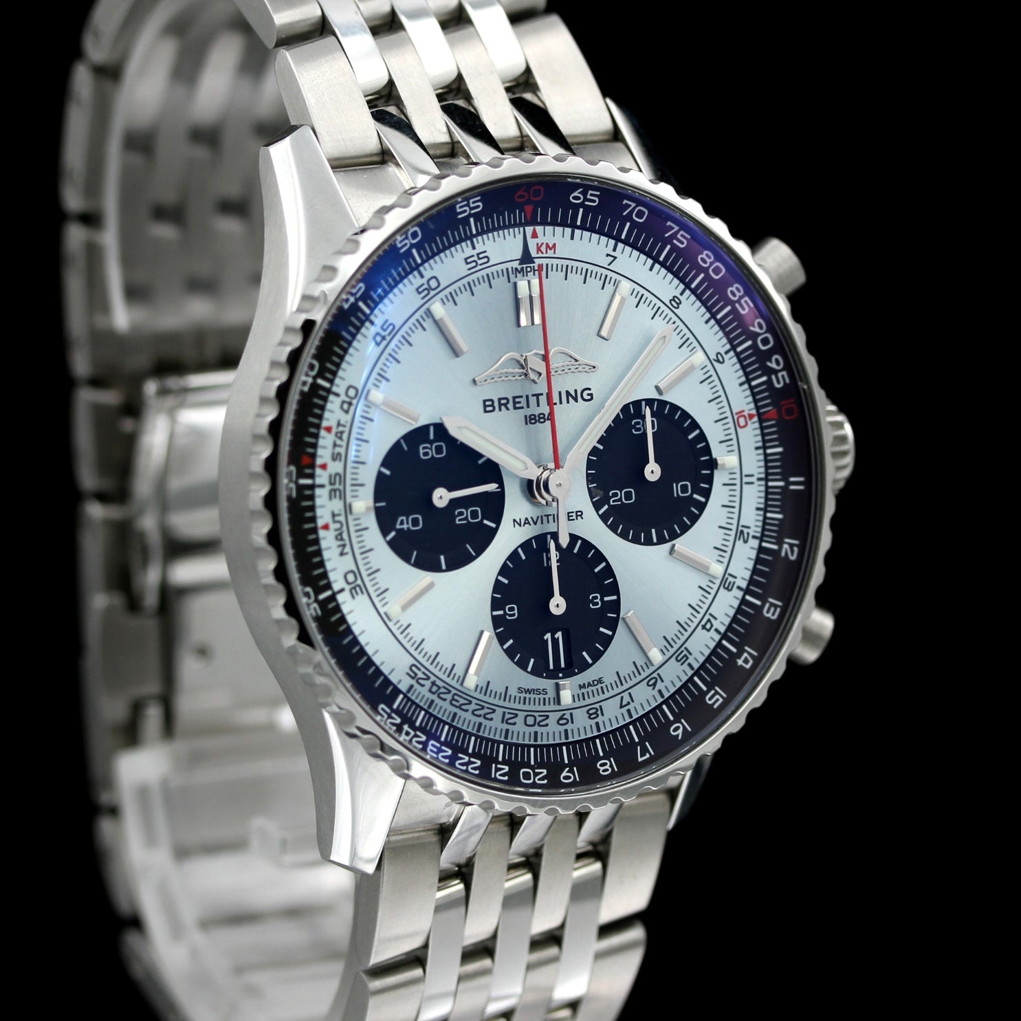 Breitling Chronomat B01 Chronograph 44, Light Blue, Ref. AB0138241C1A1, B+P - LUXUHRIA