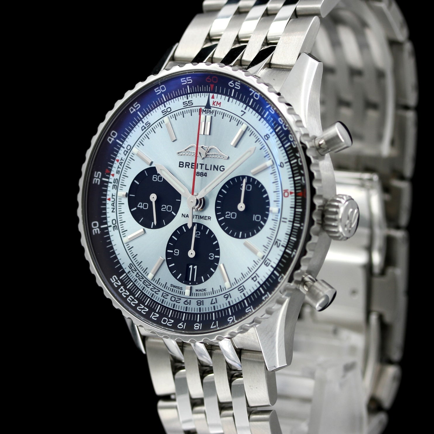 Breitling Chronomat B01 Chronograph 44, Light Blue, Ref. AB0138241C1A1, B+P - LUXUHRIA