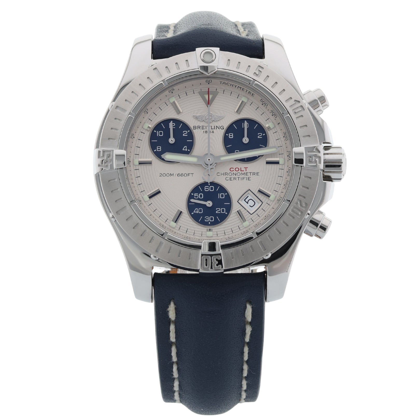 Breitling Colt Chronograph, White Dial, Lederarmband, Ref. A73380, 03 - 2010, mit Papieren - LUXUHRIA