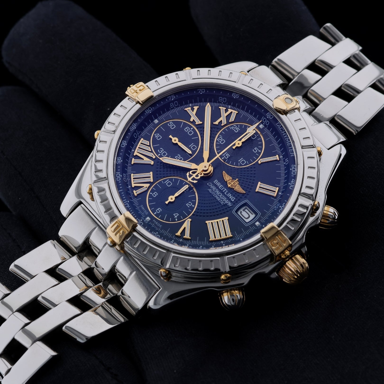 Breitling Crosswind Chronograph, rom. Dial Blue, 10 - 1998, Ref. B13055, B+P - LUXUHRIA