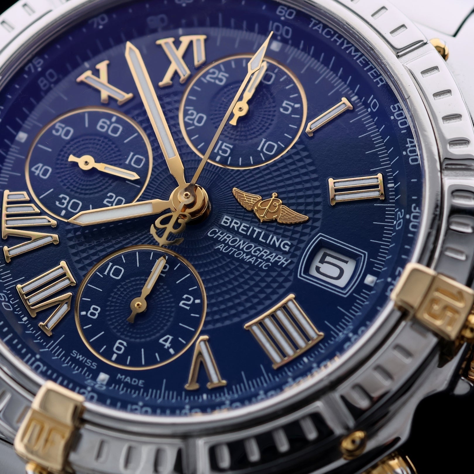 Breitling Crosswind Chronograph, rom. Dial Blue, 10 - 1998, Ref. B13055, B+P - LUXUHRIA