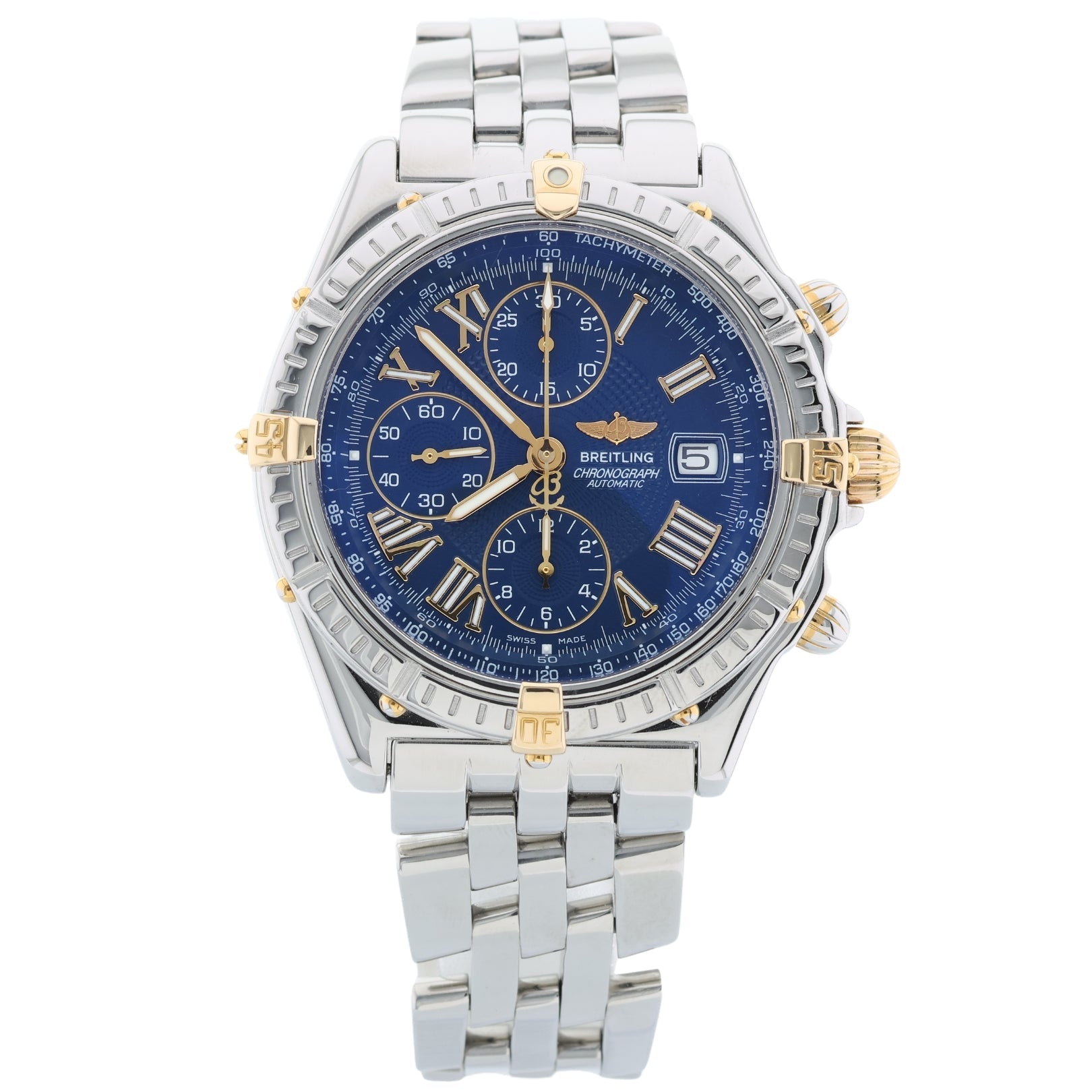 Breitling Crosswind Chronograph, rom. Dial Blue, 10 - 1998, Ref. B13055, B+P - LUXUHRIA