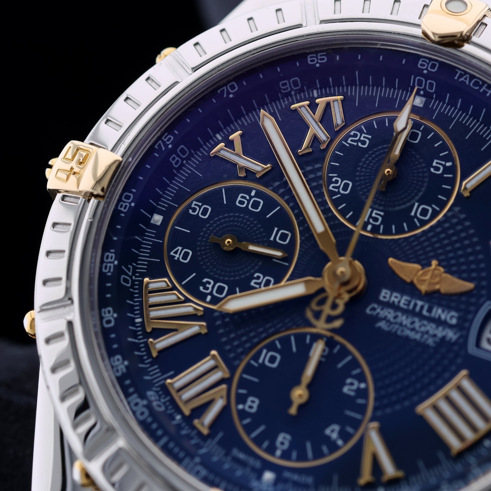 Breitling Crosswind Chronograph, rom. Dial Blue, 10 - 1998, Ref. B13055, B+P - LUXUHRIA