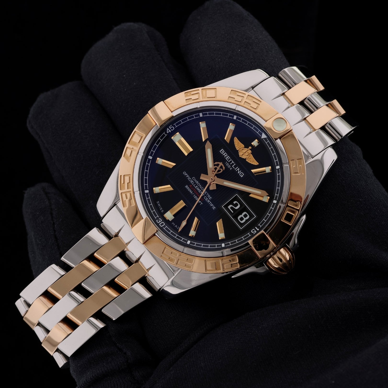 Breitling Galactic, Edelstahl/Gelbgold, LC100, Ref. C49350L2-BA09, 04-2014, B+P - LUXUHRIA
