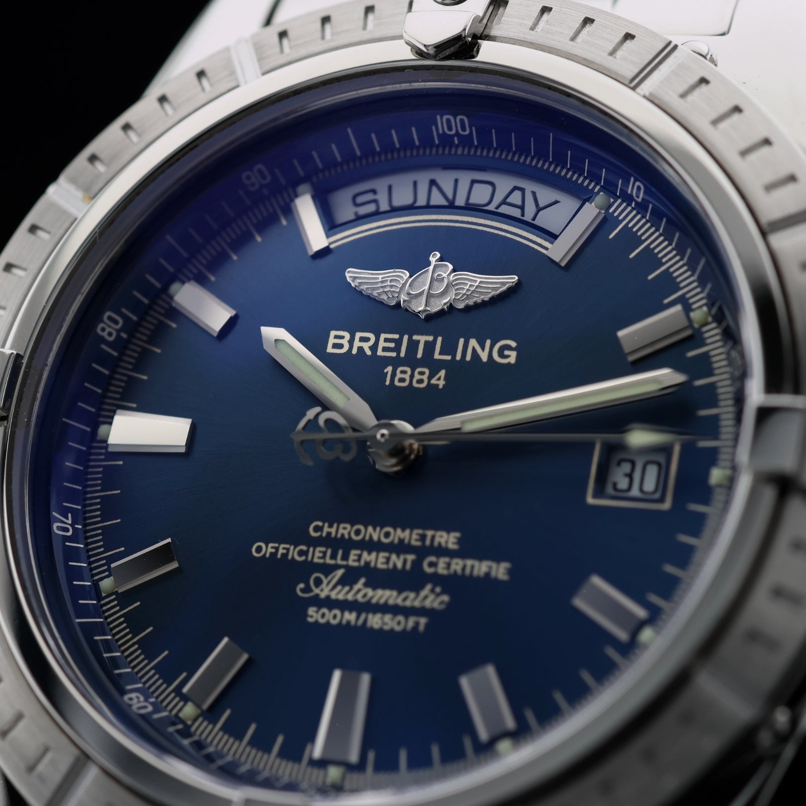 Breitling Headwind Date Day, UTC, Pilot Bracelet, Co - Pilot, Edelstahl, Blue Dial, Ref. A45355, mit Box - LUXUHRIA