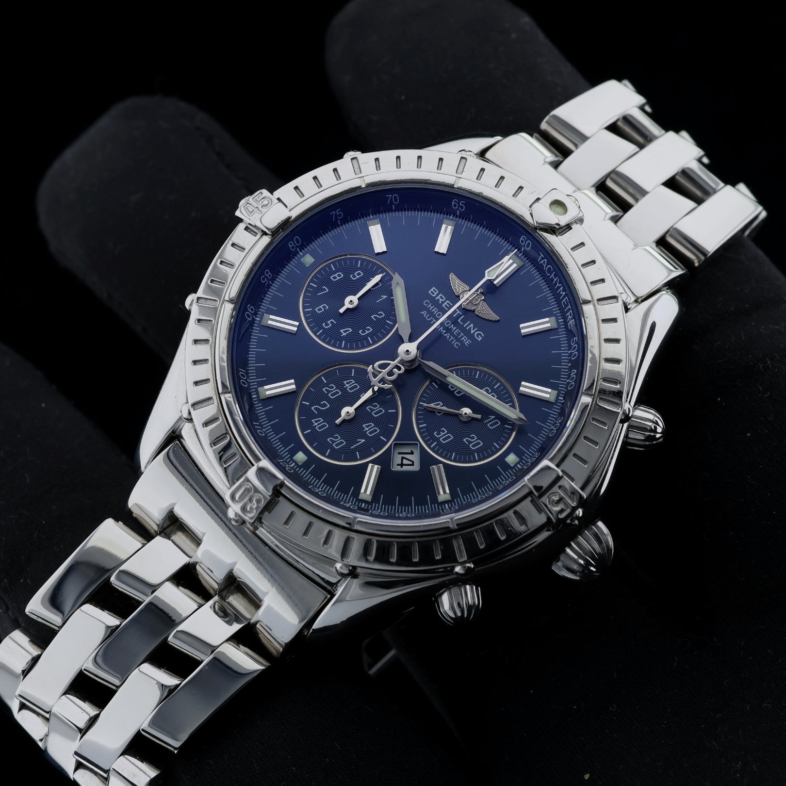 Breitling Shadow Flyback 38mm, Blau, Ref. A35312, Box - LUXUHRIA