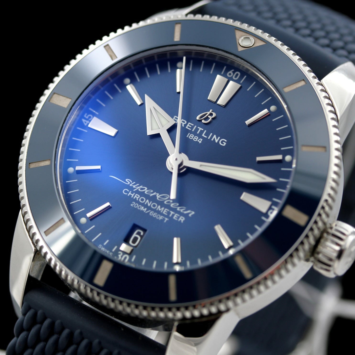 Breitling Superocean 44 mm B20, Edelstahl, Blau Kautschuk, Ref. AB2030, B+P - LUXUHRIA