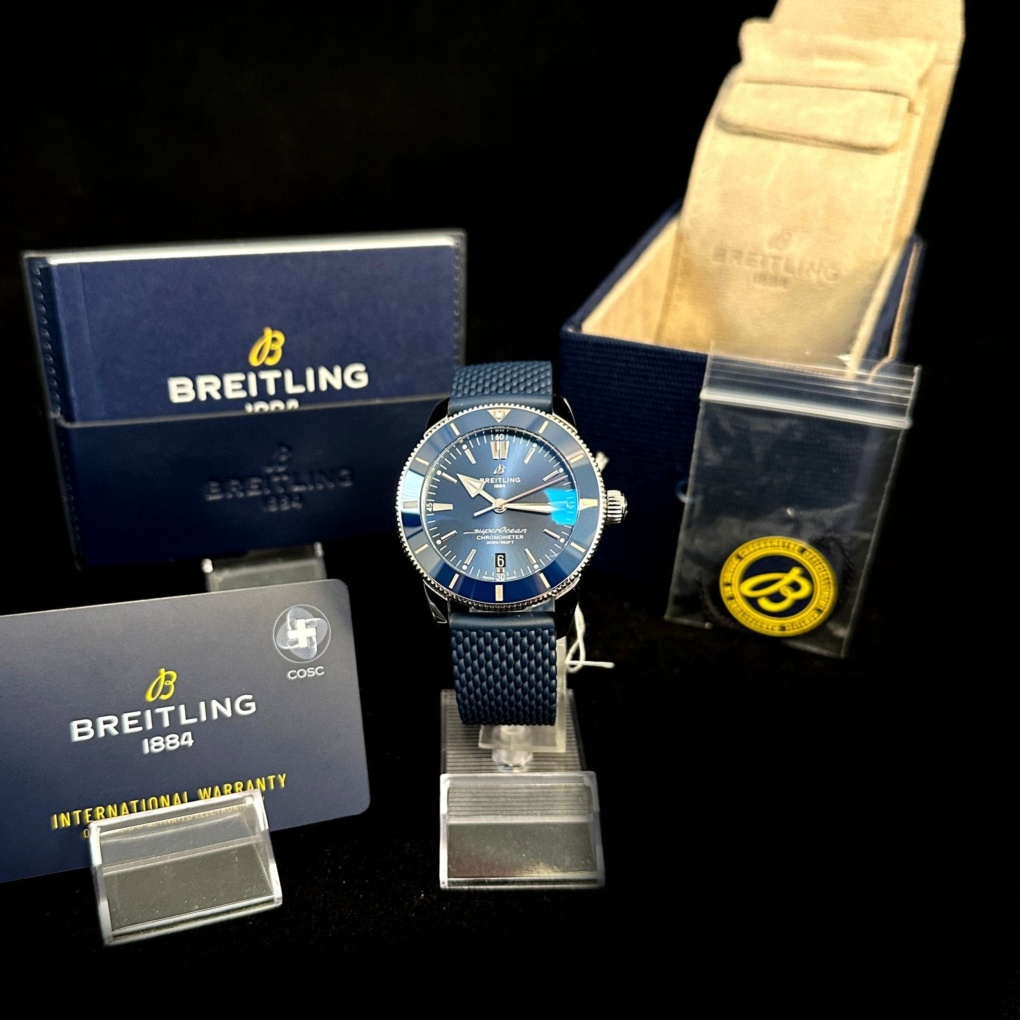 Breitling Superocean 44 mm B20, Edelstahl, Blau Kautschuk, Ref. AB2030, B+P - LUXUHRIA