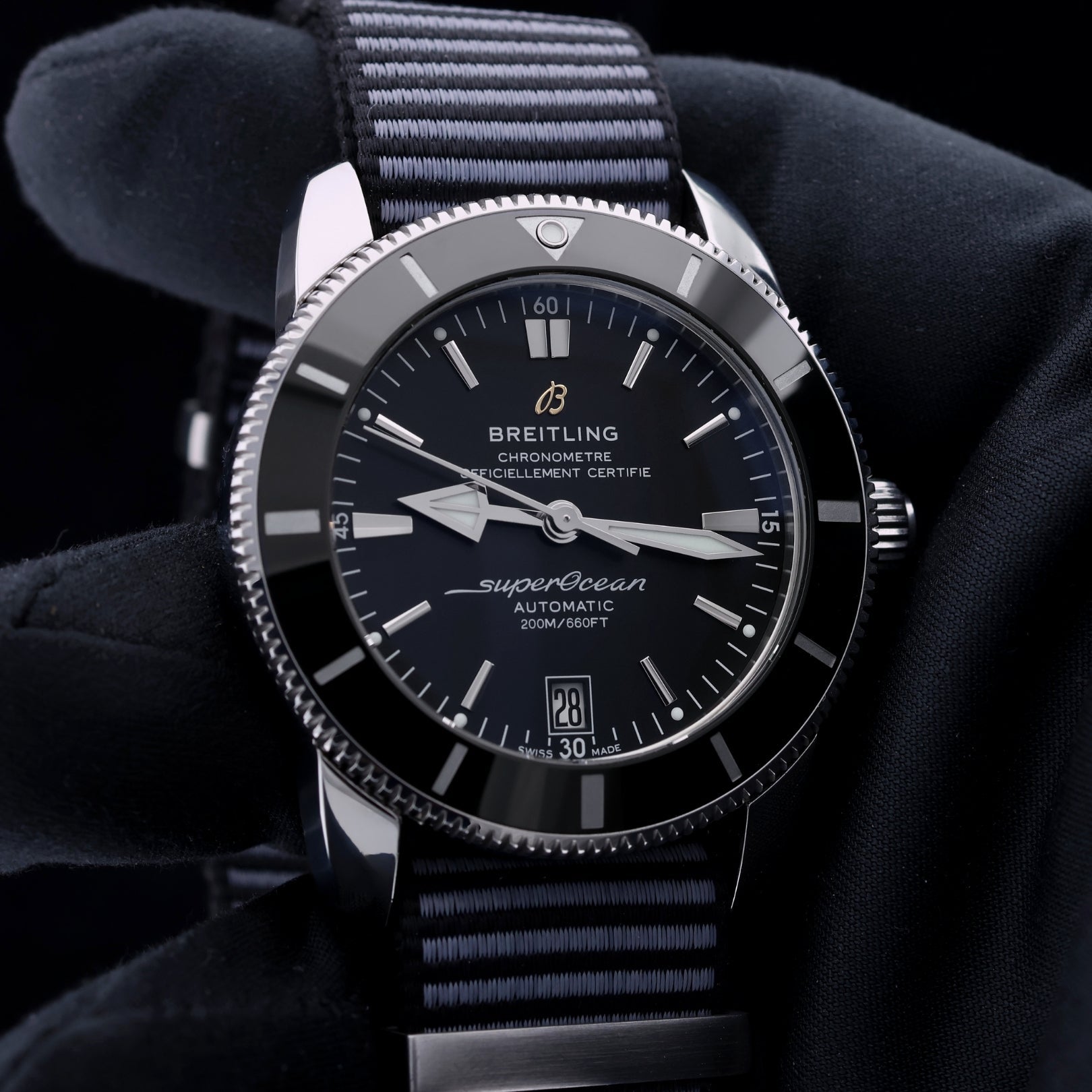 Breitling Superocean Heritage II 42, Schwarz, zusätzliches Kautschukband, Ref. AB2010, 12 - 2022, B+P - LUXUHRIA