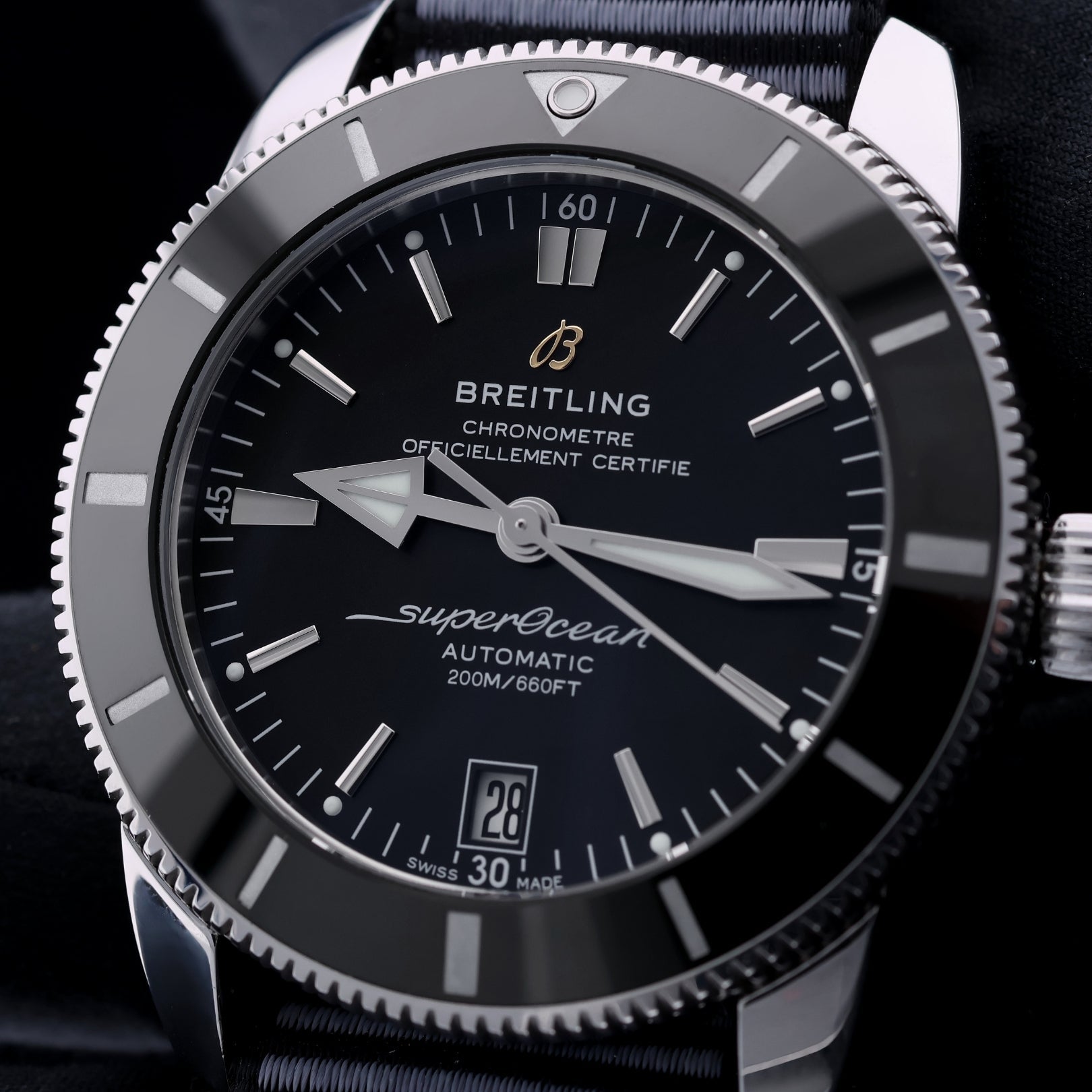 Breitling Superocean Heritage II 42, Schwarz, zusätzliches Kautschukband, Ref. AB2010, 12 - 2022, B+P - LUXUHRIA