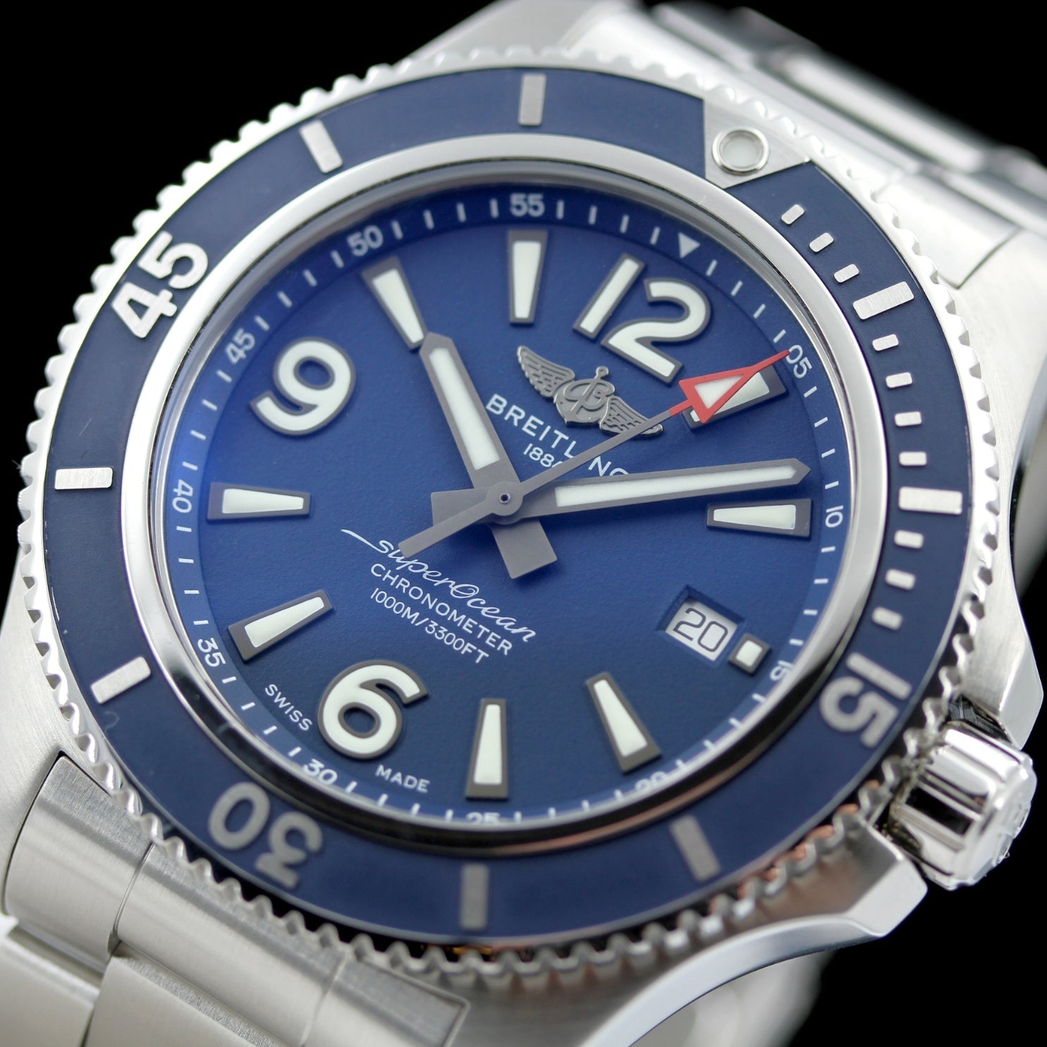 Breitling Superocean II, 44 mm, Edelstahl, Stahlband, Blau, Ref. A17367D81C1A1, B+P - LUXUHRIA