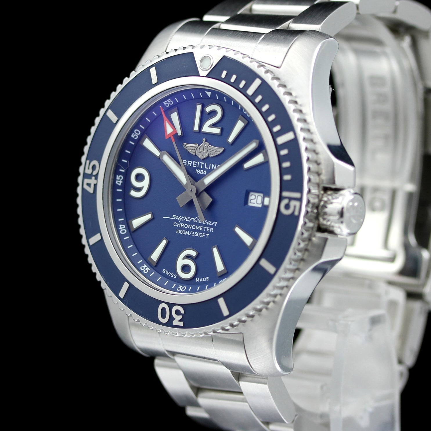 Breitling Superocean II, 44 mm, Edelstahl, Stahlband, Blau, Ref. A17367D81C1A1, B+P - LUXUHRIA