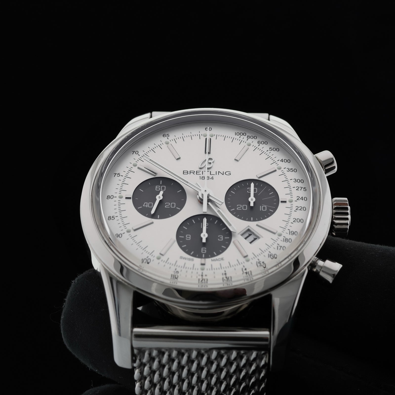 Breitling Transocean Chronograph 43 mm, Edelstahl, Faltschliesse, Ref. AB015212, B+P - LUXUHRIA