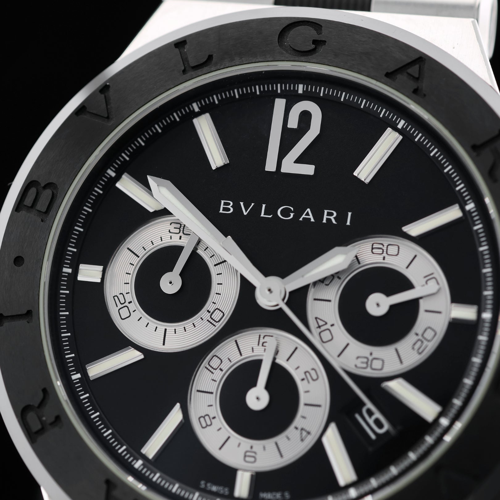 Bulgari Diagono Chronograph 42mm, Edelstahl, Kautschuk, Ref. DG42SCCH, B+P - LUXUHRIA