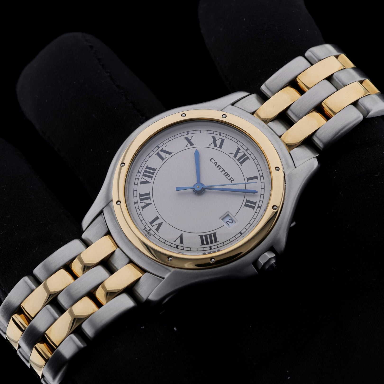 Cartier Panthere Cougar 33, Stahl/Gelbgold, White rom. Dial, 187904, Cartier - Box - LUXUHRIA