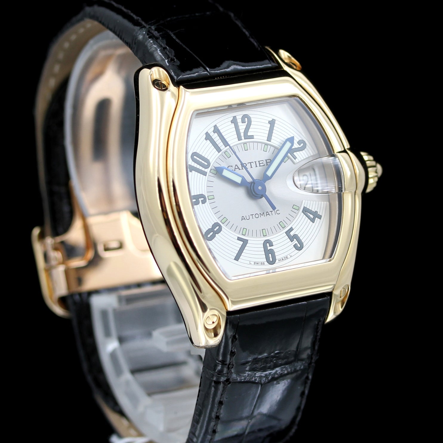 Cartier Roadster 37x44mm, 18K Gold, Faltschliesse, Ref. 2524, W62003V2, Box - LUXUHRIA