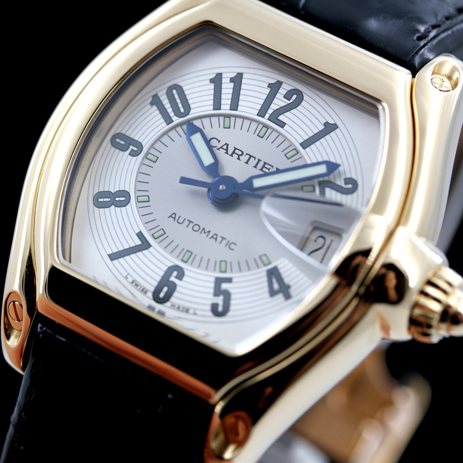 Cartier Roadster 37x44mm, 18K Gold, Faltschliesse, Ref. 2524, W62003V2, Box - LUXUHRIA