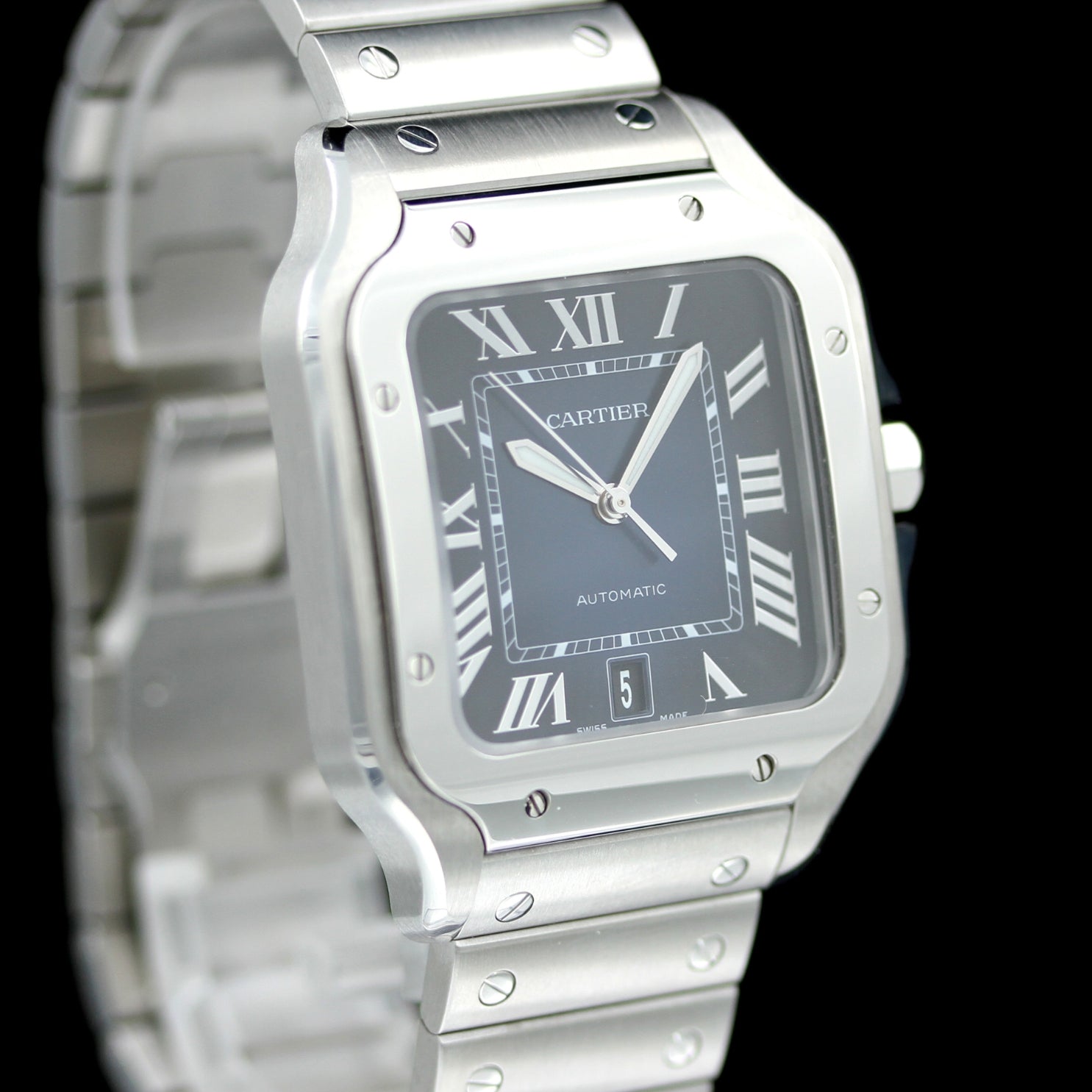 Cartier Santos de Cartier Large, großes Modell, Blau, 39.8x47.5 mm, Ref. WSSA0030, B+P - LUXUHRIA