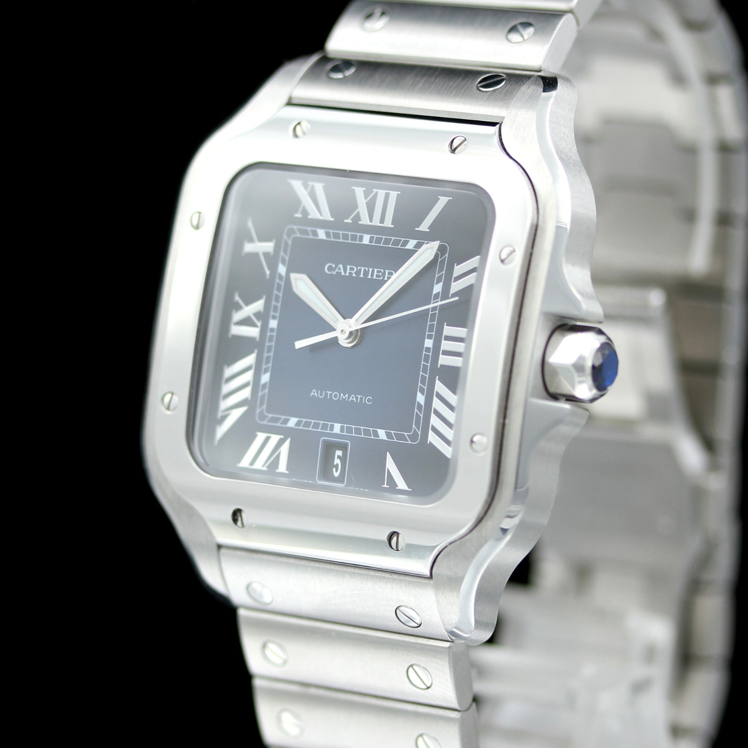 Cartier Santos de Cartier Large, großes Modell, Blau, 39.8x47.5 mm, Ref. WSSA0030, B+P - LUXUHRIA