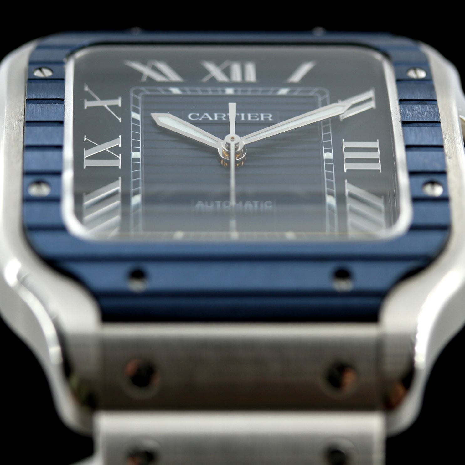 Cartier Santos de Cartier Large, großes Modell, Blau, 39.8x47.5 mm, Ref. WSSA0048, B+P - LUXUHRIA