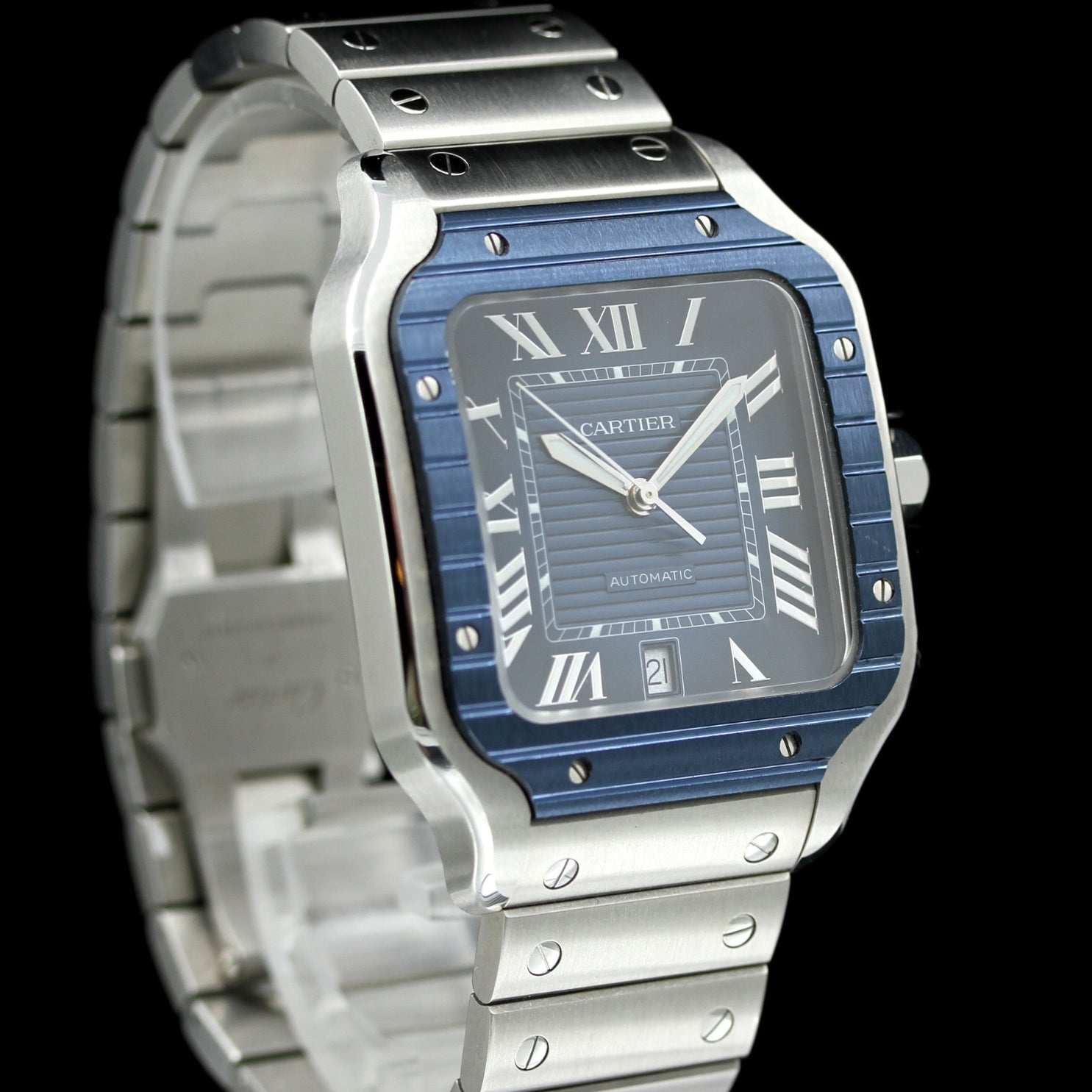 Cartier Santos de Cartier Large, großes Modell, Blau, 39.8x47.5 mm, Ref. WSSA0048, B+P - LUXUHRIA