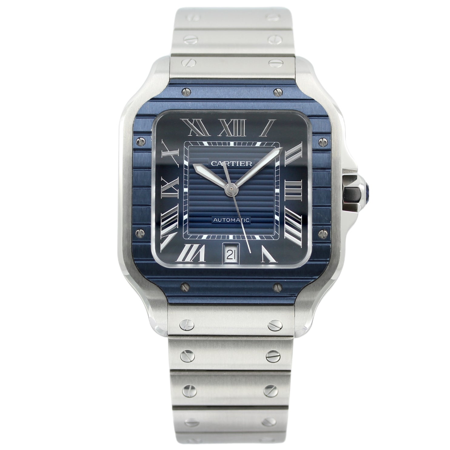 Cartier Santos de Cartier Large, großes Modell, Blau, 39.8x47.5 mm, Ref. WSSA0048, B+P - LUXUHRIA