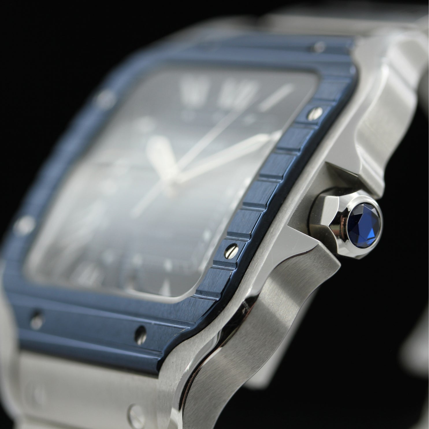 Cartier Santos de Cartier Large, großes Modell, Blau, 39.8x47.5 mm, Ref. WSSA0048, B+P - LUXUHRIA