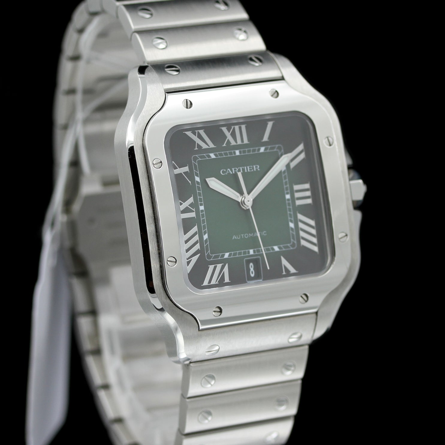 Cartier Santos de Cartier Large, großes Modell, Grün, 39.8x47.5 mm, Ref. WSSA0062, 2023, B+P - LUXUHRIA