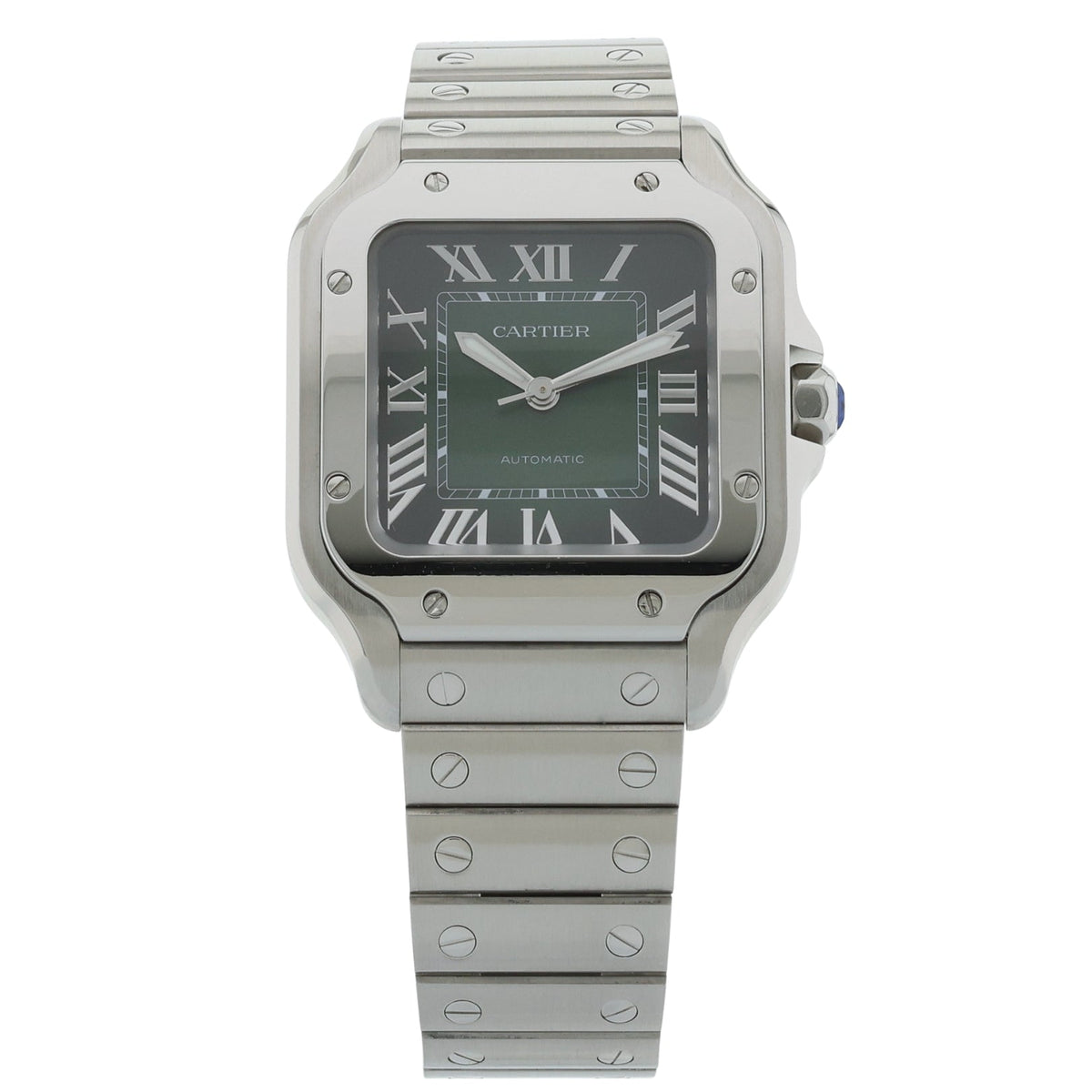 Cartier Santos, Medium, Green Dial, 35,1 x 41,9 mm, Ref. WSSA0061, 09-2024, B+P - LUXUHRIA