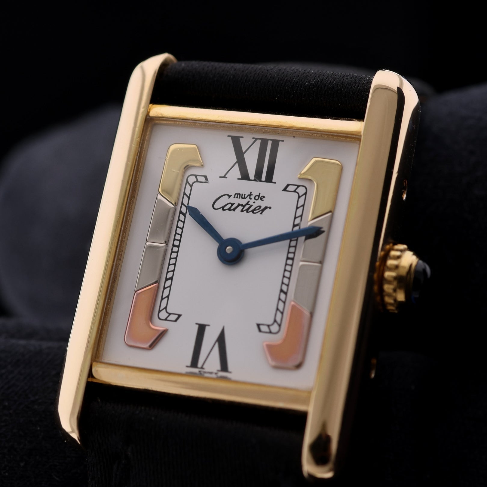 Cartier Tank Vermeil, Trinity Dial, Faltschliesse, Quartz, 20x28mm, Ref. 1613, 07-1996, B+P - LUXUHRIA
