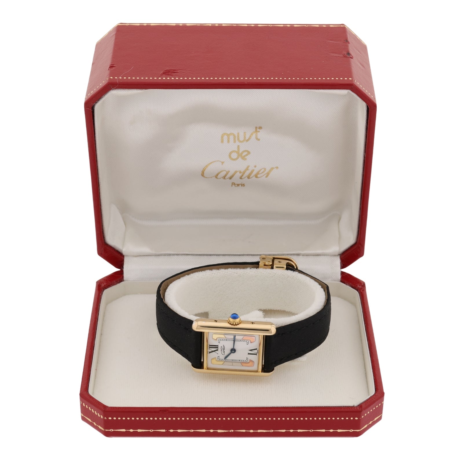 Cartier Tank Vermeil, Trinity Dial, Faltschliesse, Quartz, 20x28mm, Ref. 1613, 07-1996, B+P - LUXUHRIA